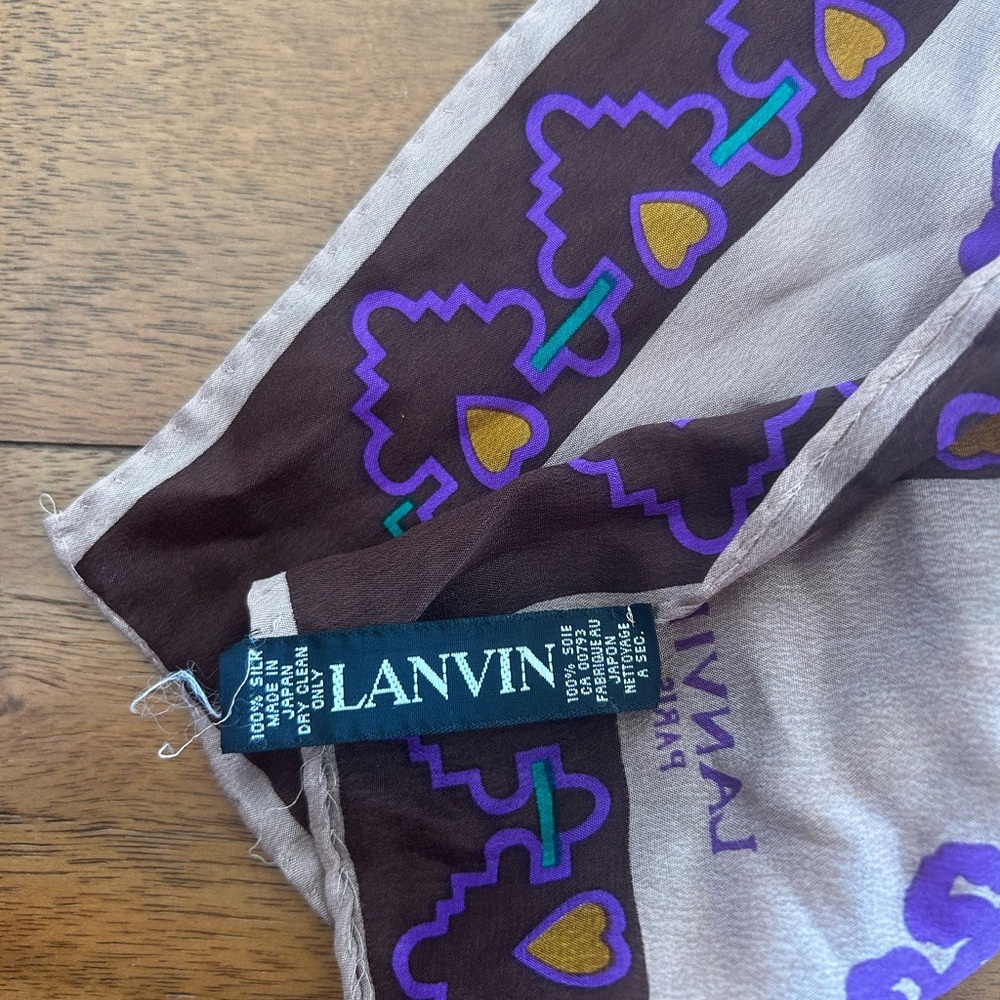 Vintage Lanvin Purple and Brown Scarf